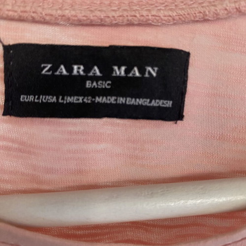 Zara men's t-shirt large used, beige and pink
