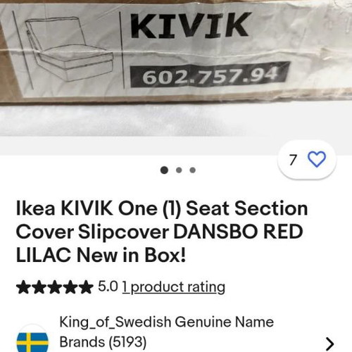 Ikea Kivik one seat cover Dansbo red-purple new