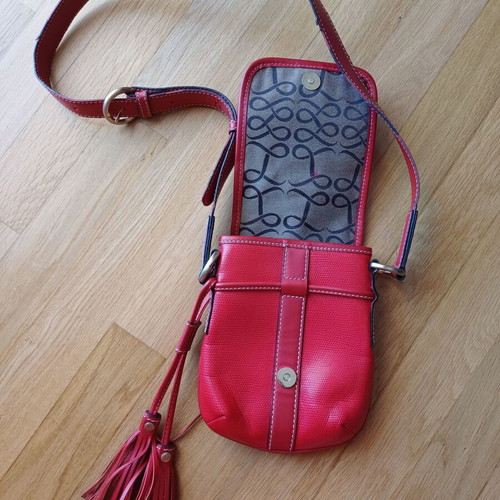 Lancel shoulder bag used, red leather with embossed texture