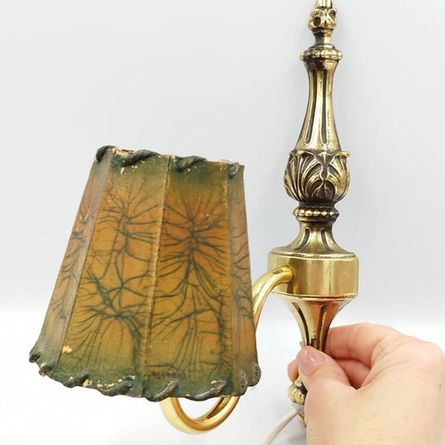 Vintage brass wall lamp used with handmade lampshade