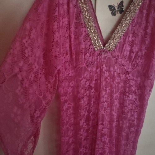 Maxi kimono dress Bibibo like new, pink lace