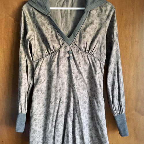 BSB short dress with hood, light grey, cotton fabric
