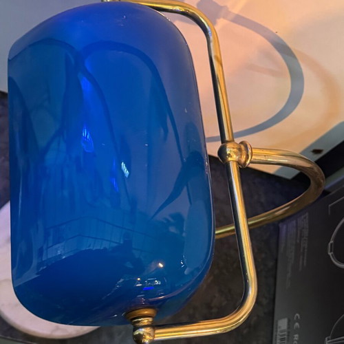 Blue desk lamp new with marble base retro style