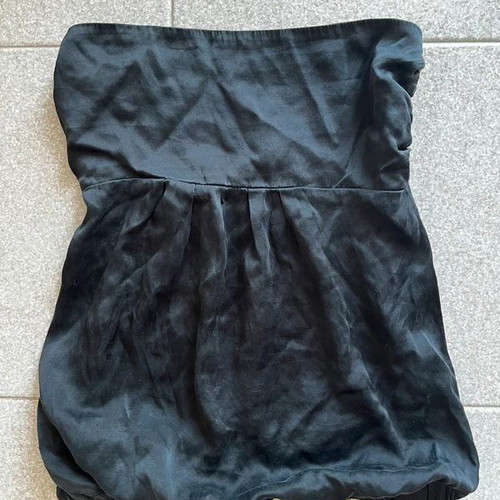 Toi & Moi silk strapless top y2k, black and grey