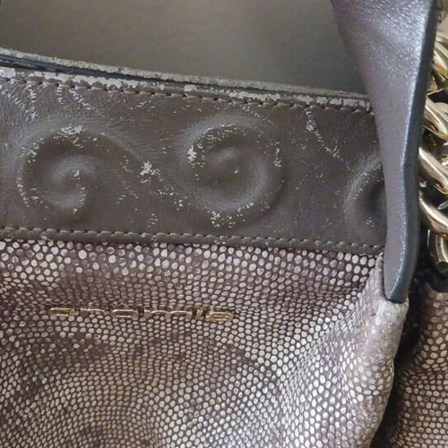 Cromia handbag used, brown with snake print effect
