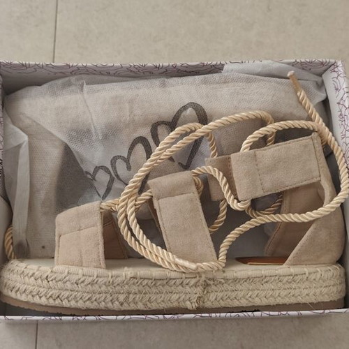 Women's Espadrille Sandals Taupe with Jute Sole and Gladiator Style