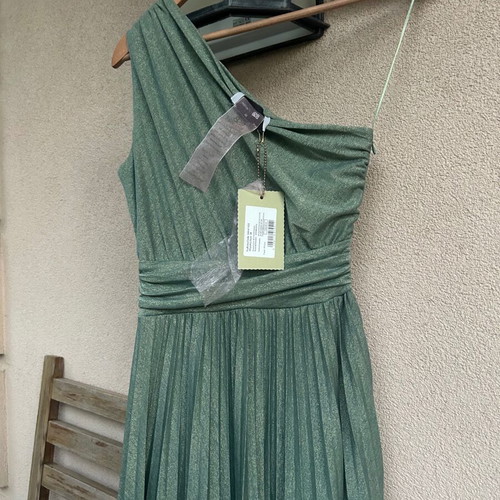 One shoulder lurex dress BSB new, pistachio color, size 38