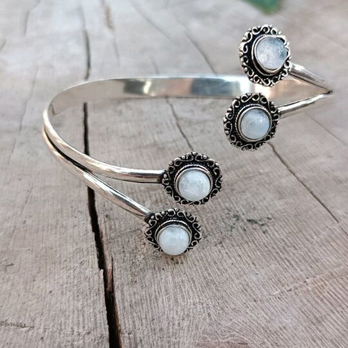 Statement silver-plated women's bracelet new with moonstone