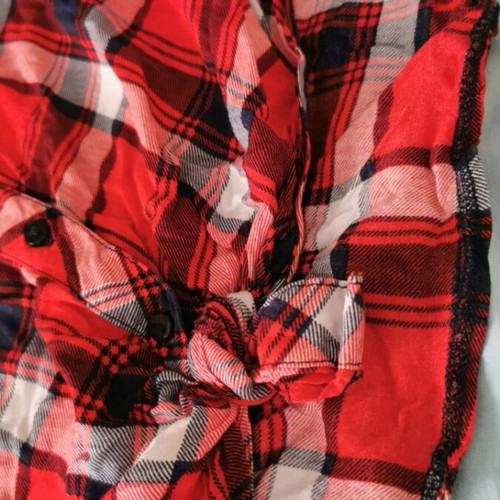 Bershka checked sleeveless shirt used, XS, red blue white