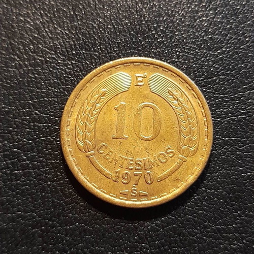 1970 Chile 10 Centesimos coin used