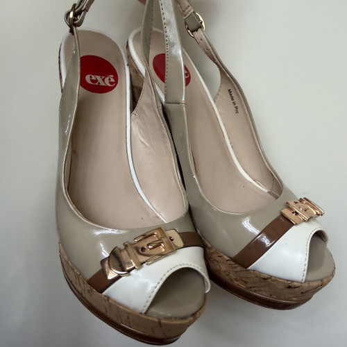 Exe women's platform sandals size 37 like new, white beige