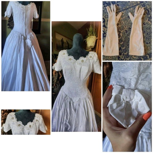 Handmade Italian Wedding Dress with Long Train Size Medium White
