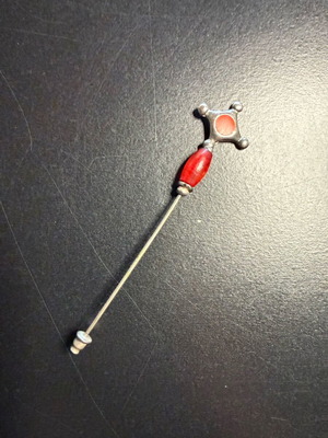 Cross pin vintage used, red and silver
