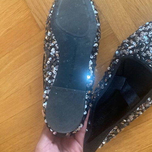 Black ballet flats with silver sequins, size 36