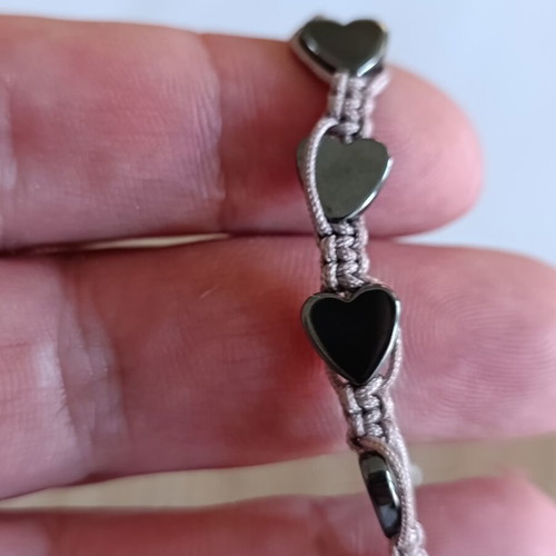 Handmade macrame bracelet with hematite, like new