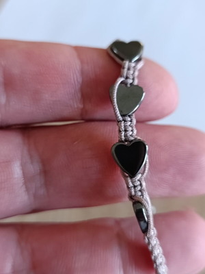 Handmade macrame bracelet with hematite, like new