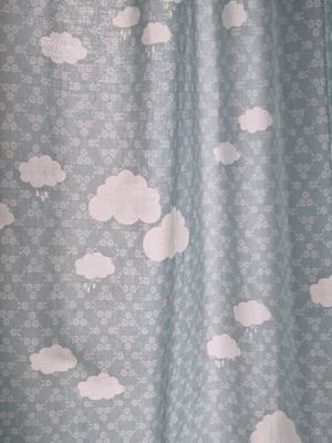 Curtains used, blue with clouds, set of 2 pieces