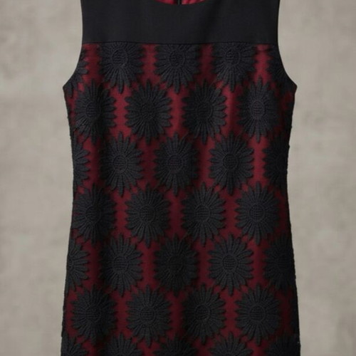 Midi dress made in Italy with black lace floral pattern, like new