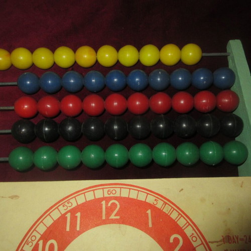 Student abacus clock and board Greek wooden 70s like new
