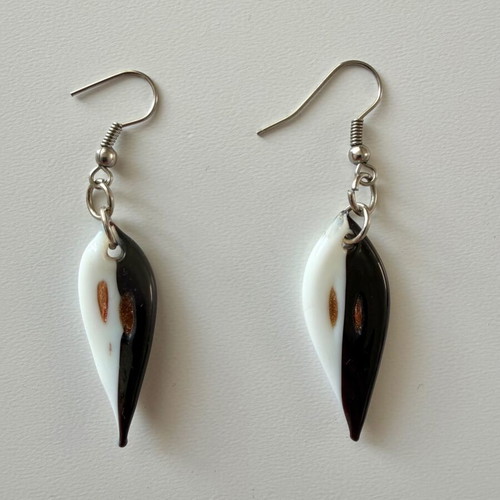 Dangling earrings like new, black and white, handmade design