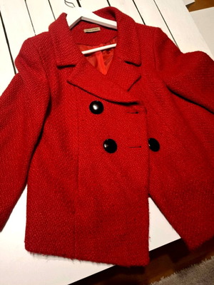 Asos Red wool bolero size 46 Italian large with midi sleeves new