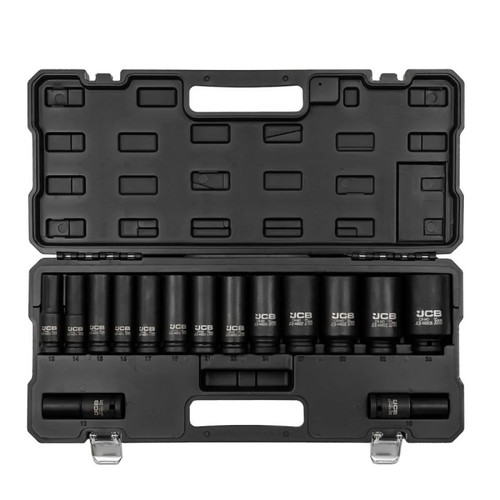 JCB Deep Impact 12-Point 1/2" Socket Set 15 Pieces New