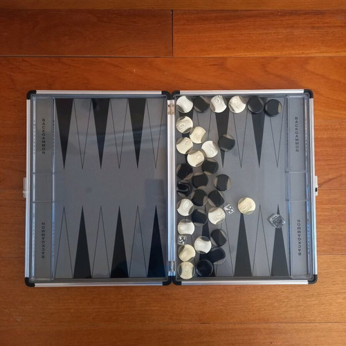 Backgammon used for travel with iron case