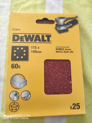 Dewalt DT3012 60Grit 115x140mm шкурки за ръчна шлифовъчна машина комплект от 25 нови