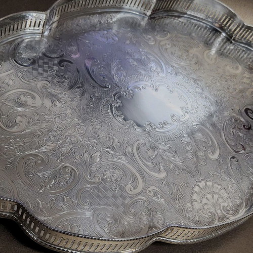 Large Silver Plated on Copper Sheffield Tray 30x45 cm