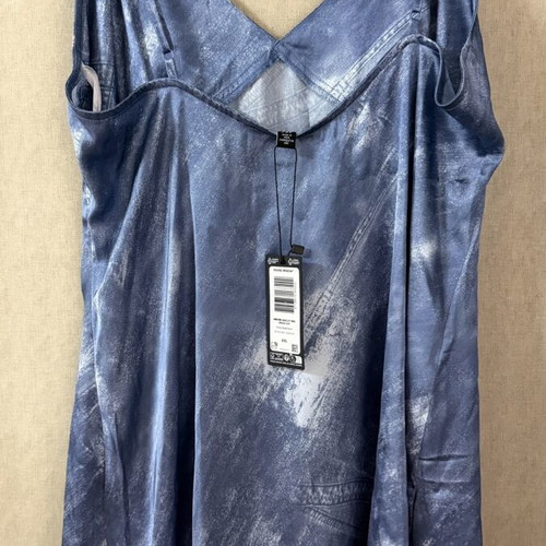 ASOS satin mini dress with zip, blue denim print