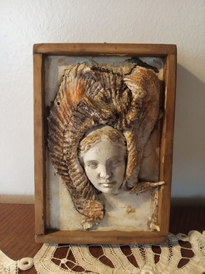 Handmade ceramic plaque with female figure