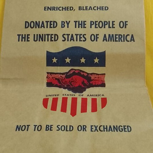 Marshall Plan paper packaging for flour, 1950s