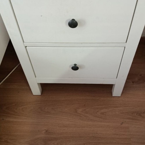 Wooden nightstand with 2 drawers white, like new