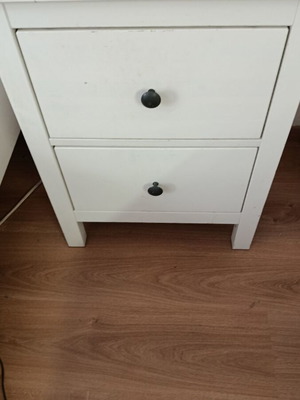 Wooden nightstand with 2 drawers white, like new