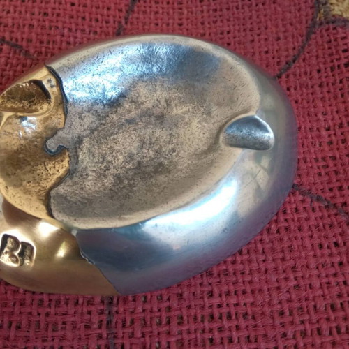 Vintage Brutalist Silver-Plated Ashtray Arte3 1980 Spain