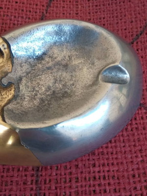 Vintage Brutalist Silver-Plated Ashtray Arte3 1980 Spain