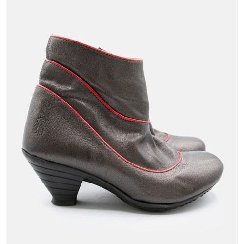 Fly London ankle boots brown with red detail like new, size 38