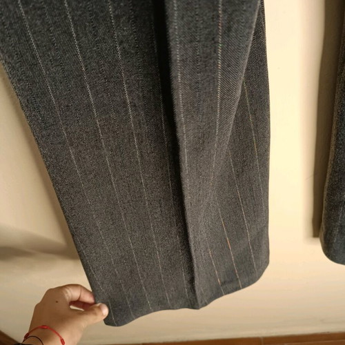 Positive Grey Pantsuit Set with Thin Stripe Like New