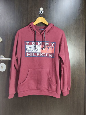 Tommy Hilfiger εφηβικό φούτερ με κουκούλα σε μπορντό, XL
