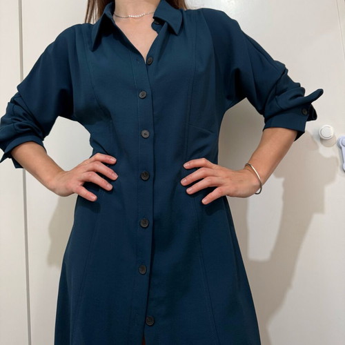 Mango women's shirt dress like new, blue and green