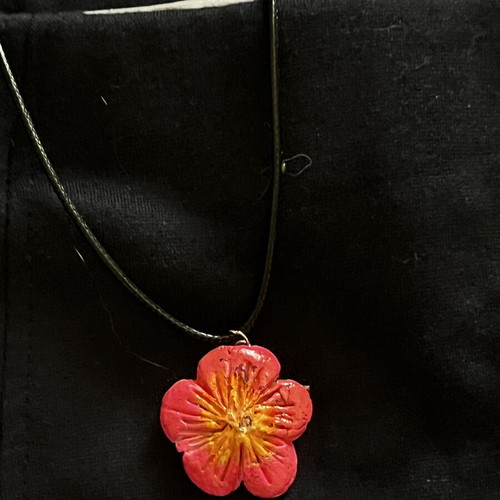 Pink flower necklace, handmade from scratch
