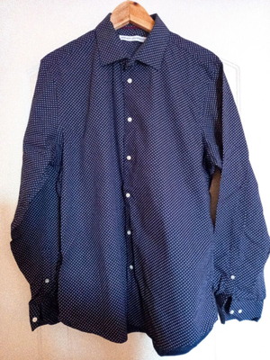 French Connection men's shirt like new, 100% cotton blue micro pattern