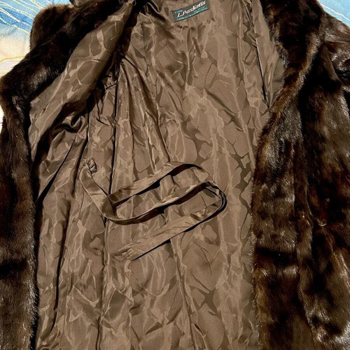 Authentic mink fur coat like new, brown, size L