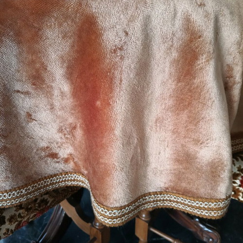 Vintage velvet tablecloth from Spain like new, beige-camel