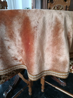 Vintage velvet tablecloth from Spain like new, beige-camel