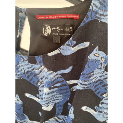 Andy Warhol mid-length dress with blue cat print