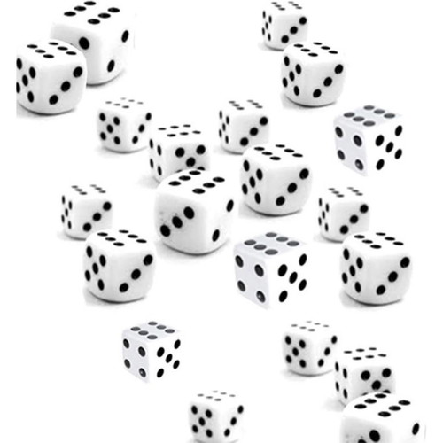 Small backgammon dice new, 1 cm white-black
