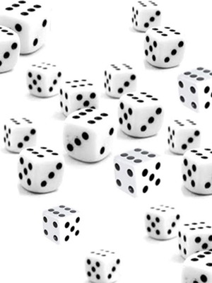 Small backgammon dice new, 1 cm white-black