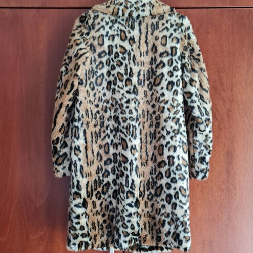 Mango faux fur coat, small, beige and brown