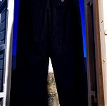  Μπλε Σκούρο Ριγέ Παντελόνι Jogger Waist